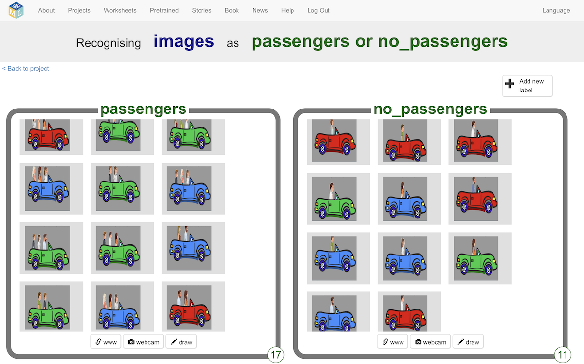screenshot of the training data